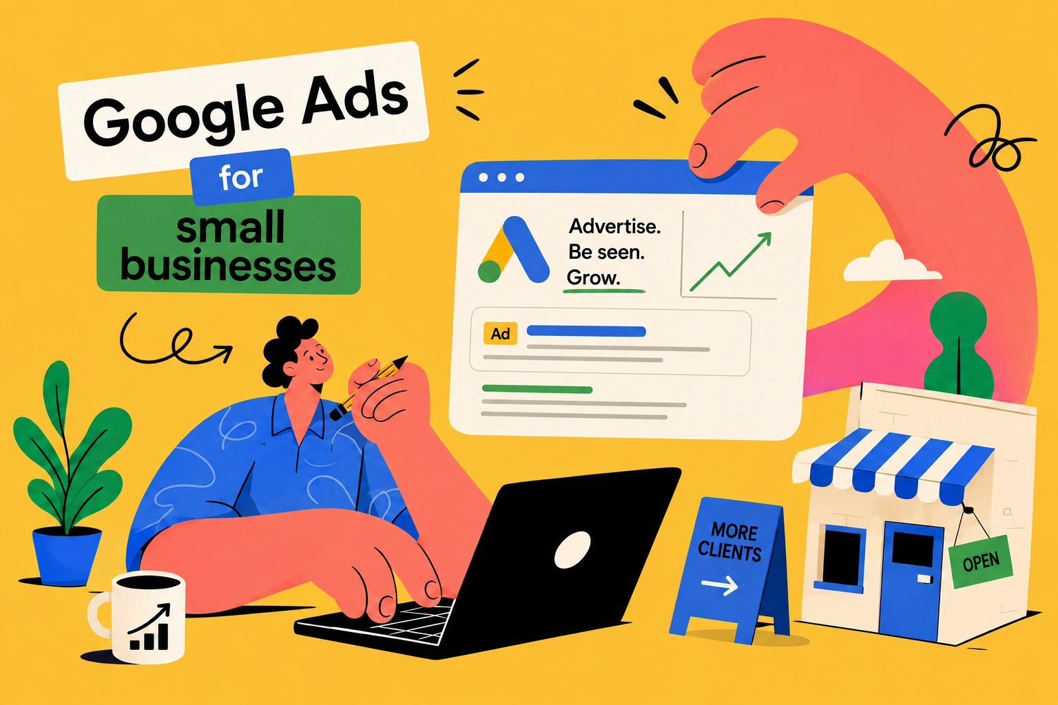 An illustration of Google Ads for small businesses.
