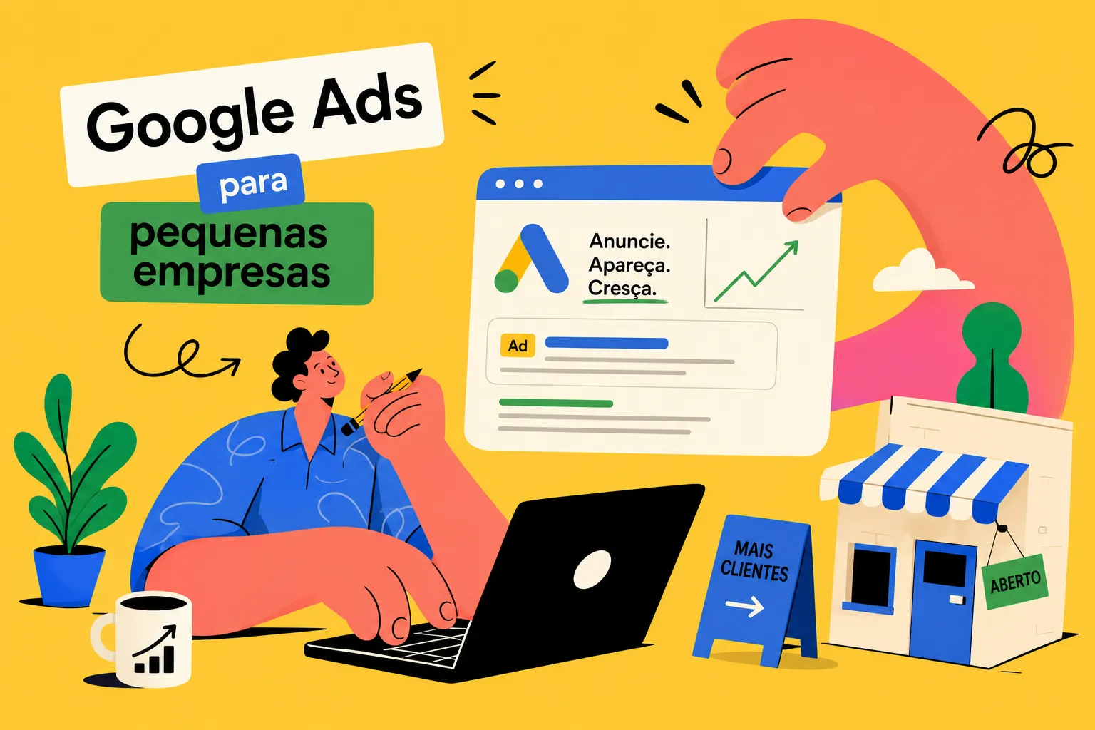 Ilustração sobre Google Ads para pequenos negócios.