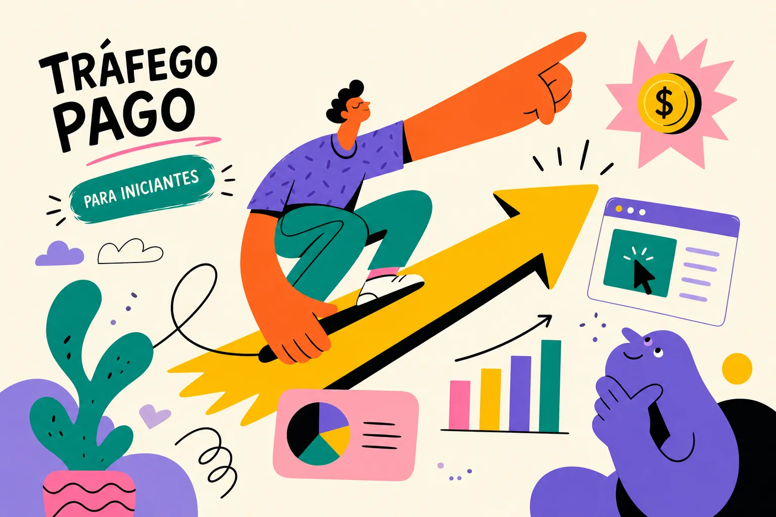 Ilustração sobre campanha, página de destino e conversões.
